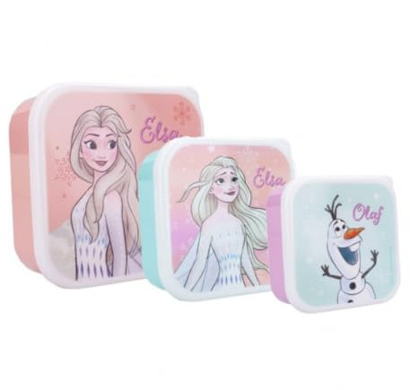 My sweety pop - Juego de 3 cajas de merienda - Caja de almuerzo - Reina de las Nieves - Niño - Guardería - Preparatoria - Escuela - Vacaciones - Comida - 11,5 cm - Ideal para niña - Idea de regalo