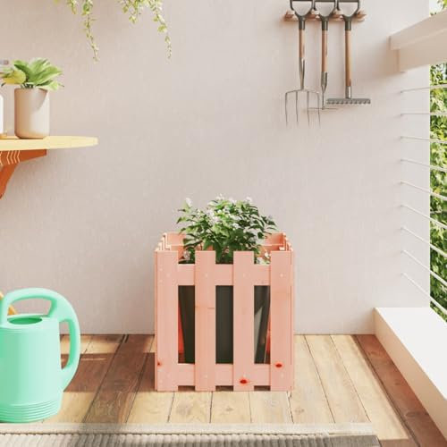 Tidyard Hochbeet Pflanzkübel Blumentopf Blumenkasten Pflanzbeet Gartenbeet Frühbeet Garten Blumenhochbeet für Terrasse&Garten Lattenzaun-Design 40x40x40 cm Massivholz Douglasie