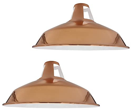 Retro Modern Metal Lamp Shades Ceiling Light Shades, Easy Fit Lampshades, for Vintage Industrial Pendant Lights Bedroom, Kitchen, Bathroom Antique Shade (Rose Gold Barn - 2 Pack)