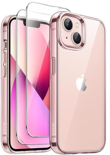 JETech 3 in 1 Hülle für iPhone 13 Mini 5,4 Zoll mit 2 Stück Gehärtetes Glas Schutzfolie, Nicht Vergilbende Stoßfest Stoßfänger Handyhülle (Rosa)
