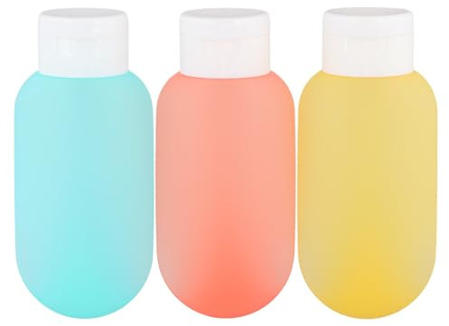 Zimoer 3 Pcs Travel Bottles Set, 60ML Travel Bottles Refillable Containers Kit, Plastic Squeeze Bottles, Squeezable Containers Set, Leakproof Travel Containers for Cosmetic Shampoo Lotion (Multicolor)