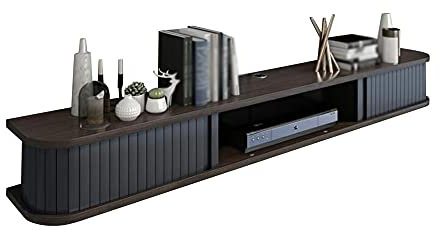 TV Unit Cabinet with Sliding Doors on Both Sides TV Wall Mount with Cable Hole Suitable for Router Storage Set-Top Box DVD Player/Grey / 140cm