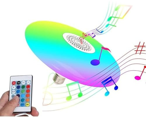 Genérico Bombilla LED RGB con Altavoz Bluetooth - Luz Multicolor, Escucha tu Música Favorita con el Mejor sonido, Control Remoto y Conectividad Bluetooth