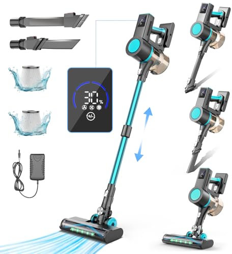 Biiedy Cordless Vacuum Cleaner, 450W 48Kpa, Powerful Stick Vacuum Up to 70 Minutes, Rechargeable Battery, Household Vacuums, Anti-Tangle, Lightweight for Hardwood Floors,