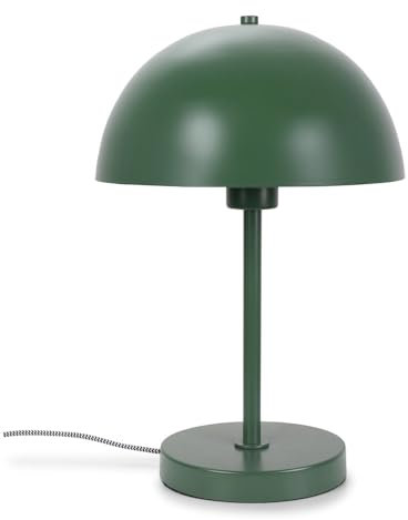 ValueLights | Forest Green Single Stem Bedside Table Lamp with Dome Lampshade | Home Décor, Bedside & Desk Lamp | Includes Bulb