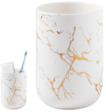 Portacepillos de dientes de cerámica - Organizador de vasos para cepillos de dientes, Vaso para cepillos de dientes de mármol | Portavasos para cepillos de dientes con patrón de mármol, organizador de