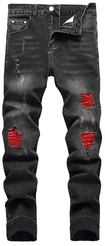 JENY-LUCK Men's Ripped Jeans Slim Fit Jeans for Men Ripped Jeans for Men Denim Skinny Straight Leg Distressed Destroyed Pants Mens Jeans with Hole Mens Athletic-Fit Stretch Jean