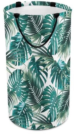 Cmagnifico Laundry Hamper, Palm Leaf And Monstera Laundry Basket, Large Washing Basket with Handle