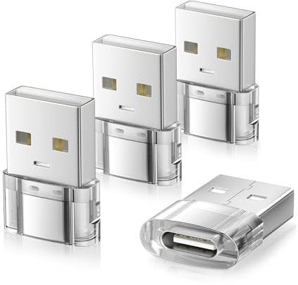 Elebase USB to USB C Adapter for iPhone 16 15 Car Charger Adapter 4Pack,Type C Female to USB A Male Cable Converter for Apple Watch 10 9,iPhone 14 13 12 11 Pro Max Plus,AirPods,Samsung Galaxy S25 S24