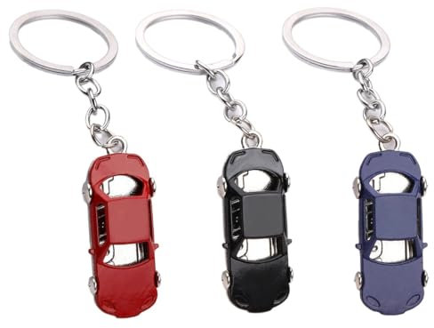 QOMJUFA 3 Stück Schlüsselanhänger Auto Mini Schlüsselanhänger VintageModellauto Anhänger Mini Spielzeugauto Handtasche Rucksack Dekoration Ostern Frühling Geburtstag Geschenke