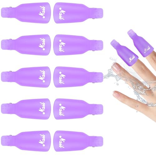 LOPHE Clip Semipermanente, 10Pcs Clip di Rimuovere Cap, Clip Gel Polish per Rimuovere lo Smalto Semipermanente Gel, Nail Art Unghie(Viola)