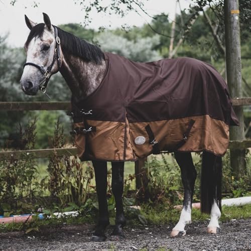 eQuitack Your Passion Is Our Mission 1200 Denier Pferdedecke Regendecke mit Fleece Lining Grau/Braun 165cm