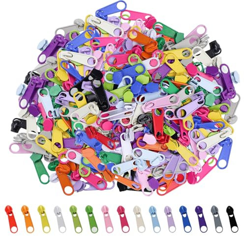 WestCH 120 Stück Reißverschluss Zipper,Buntes Reißverschluss Reparatur Set 15 Farben Reißverschluss Schieber Ersatz Fix Reissverschluss Zipper Für Nähen Kleidung Kleider Jacken Gepäck Rucksäcke