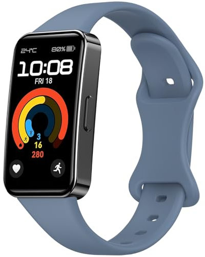 Tobfit Armband für Huawei Band 8 / Band 9,Silikon Ersatzarmbänder Uhrenarmband für Huawei Band 9 / Band 8(Blau grau)