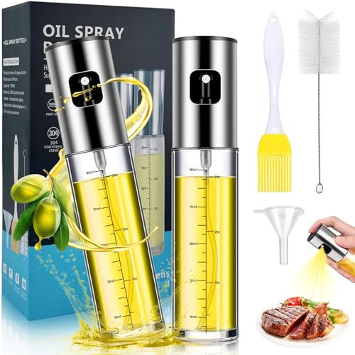 2 Piezas Pulverizador Aceite Spray 100ml Pulverizador de Aceite libre BPA, Vertedor Dispensador de Aceite de Oliva para Cocina, Cocinar, Freidora de Aire, Ensalada, Barbacoa
