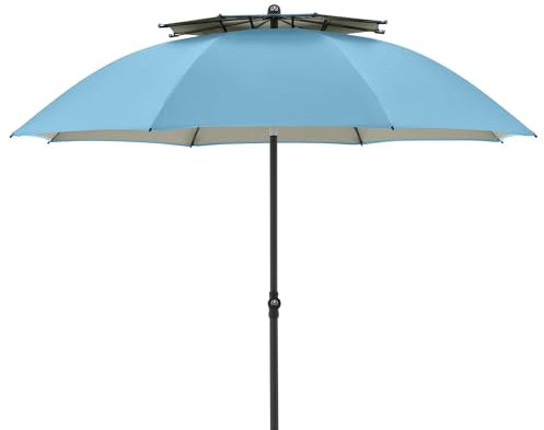 Doppler Sonnenschirm 200cm in blau I für Strand sowie Balkon & Terrasse I Schirm höhenverstellbar I Mit UV-Schutz & knickbar I Für Strand & Freibad I Strandschirm