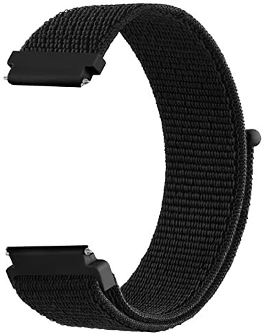 Mugust 22mm Nylon Armband für Samsung Galaxy Watch 3 45mm/Galaxy Watch 46mm/Gear S3 Classic/Frontier/Garmin Vivoactive 4, Ersatz Sport Loop Uhrenarmband für Damen Herren (Schwarz)