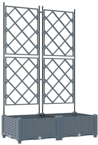 vidaXL Pflanzkasten mit Rankgitter 2 STK. Hellgrau 80x40x125,5 cm