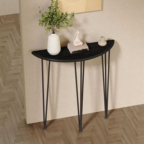 Table console moderne noire - Meuble d'entrée compact - 60 cm - Multi-usage - Design compact - Design compact - Console étroite en bois pour petits espaces