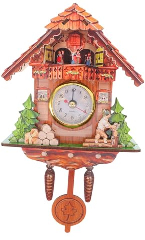 ABOOFAN Kuckucksuhr Modern für Wohnzimmer Retro Kuckucksuhr als Wandkuckucksuhr mit Leisem Laufwerk Präziser Zeitanzeige und Einfacher Montage