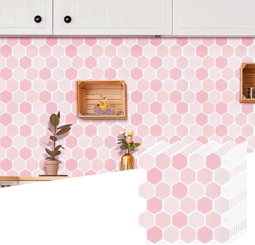 WoStick Fliesenaufkleber 3d Klebefliesen Küche Bad Küchenrückwand Folie Fliesen Selbstklebende Hexagon（10-Stück 30.5x30.5cm）