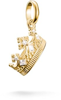 THOMAS SABO 18k Gold Plated Crown with Stones Connect Charm Pendant Recycled 925 Silver