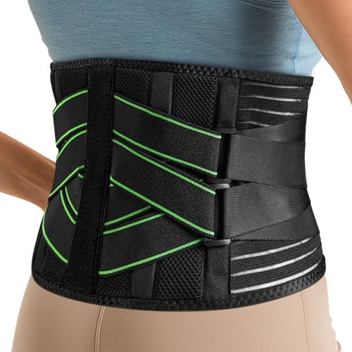 Lureon Rückenstützgürtel mit 7 Metallstützen, Bequeme Rückenbandage für Herren und Damen mit Abnehmbarem 3D Lendenpolster zur unteren Rücken (XL(Taille:101-115cm))