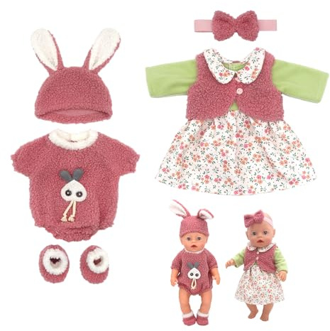 Kleidung Outfits für Baby Puppen, Kleidung Puppenkleidung 35-43 cm, Baby Puppensachen puppenzubehör, Baby Newborn Kleid Zubehör mit Hut Langarm Hose Geschenk für Kinder Mädchen Jungen