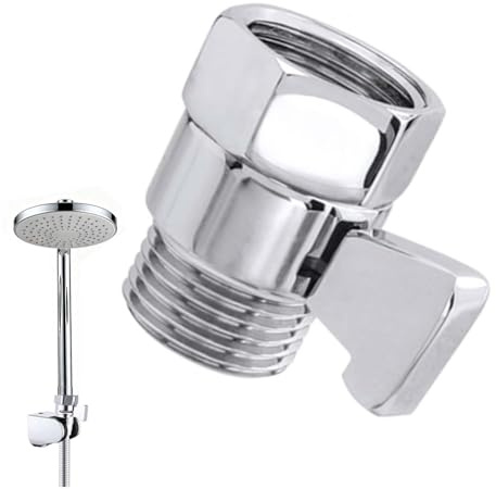 Shower Shut Off Valve G1/2, Alloy Flow Control Valve, Water Saving Shower Head Flow Restrictor, High Pressure Shower Reducer with On/Off Function, for Shower Head and Hand Shower, Black Fini