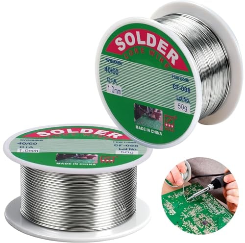 Lötzinn 1 mm 100g Lötzinn mit Flussmittel Weichlot mit Kolophonium Kern für Elektrolöten Heimwerken Geeignet für die Reparatur elektronischer und elektrischer Schweißkomponenten und Heimwerkerarbeiten