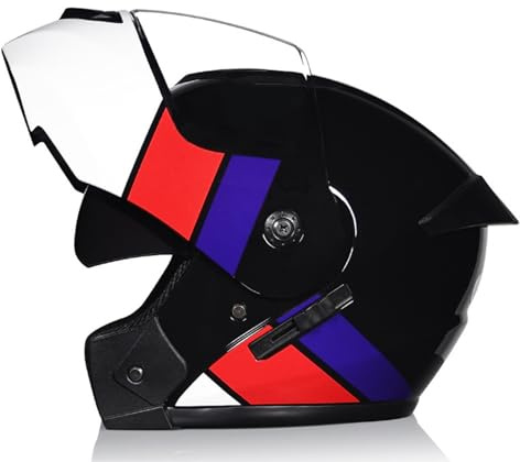 Motorrad Klapphelm Integrierter Modularer Motorradhelm ECE 22.06 Zertifiziert Motocross Helm Mit Doppelvisier Sonnenblende Für Damen Und Herren M,M=(57-58CM)