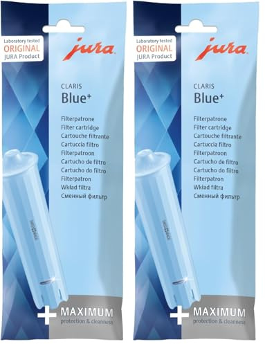 JURA Claris Blue+ Cartouche filtrante d'origine avec le plus d'hygiène – Hygiène certifiée TÜV – Lot de 2 – 24228