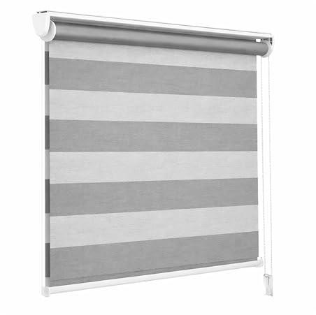 WEIDA | Estores Enrollable | Doble Capa Noche y Día | Tejido de Poliéster y PVC | Control de Luz y Privacidad | Diseño Moderno para Ventanas y Puertas | Tejido Duradero | 180x100 cm (1, Gris)