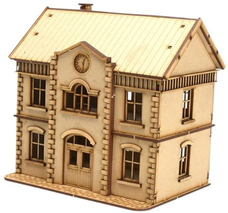 Pegciuho Europäisches Gebäudemodellbausatz 1/72 DIY Dekorationskollektion Miniatur Holzhaus
