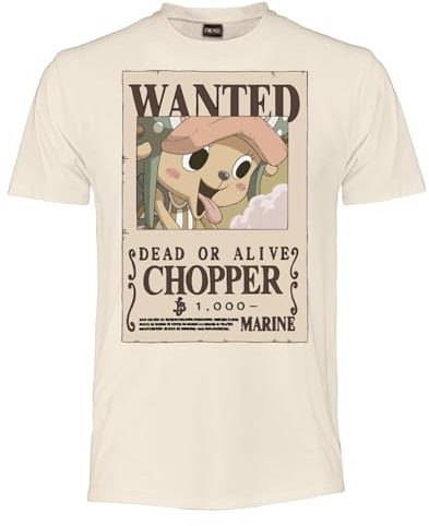 One Piece - Chopper Wanted Poster - T-shirt homme femme et garçon - T-shirt officiel Anime en coton - Récompense 1000 de Berry, T-shirt idée cadeau fan