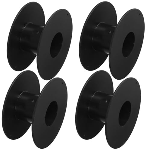 Carrete de Cable de Extensión 4 Piezas de Plástico Negro Portátil | Gran Capacidad, Almacenamiento y Dispensación Rápida, Uso Exterior para Hilo de Pesca y Línea Trenzada