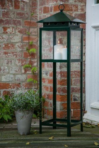 KUHEIGA Große Laterne/Metalllaterne in Grün, Höhe 100cm