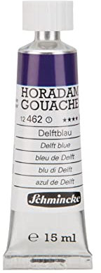 Schmincke - Horadam Gouache, Delftblau, 15 ml-Tube, 12 462 006, feinste Gouache, natürliche Deckkraft, höchst pigmentiert, farbintensiv und matt