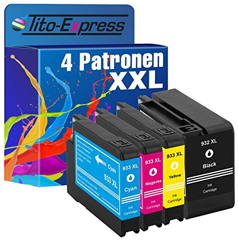 Tito-Express 4X Druckerpatronen kompatibel mit HP 932 XL 933 XL für Officejet 6600 6700 7510 7612 7110 7610 6110 Wide Format Premium Multipack (schwarz, Cyan, Magenta, Yellow, 4er-Pack)