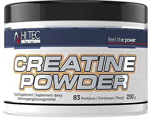 Creatin Monohydrat Pulver - Creatine Monohydrat hochdosiert - Creatin Pulver für Muskelaufbau & Krafttraining - mit Vitamin B6 & B12 - Hi Tec Nutrition Creatine Powder Natural 250g