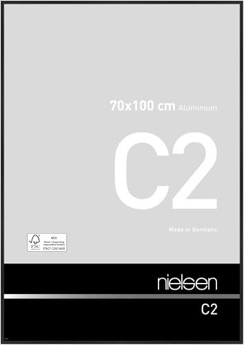 nielsen Bilderrahmen, 70 x 100 cm, Aluminium, Schwarz matt, Posterrahmen zum Aufhängen im Hoch- & Querformat, Echtglas, C2