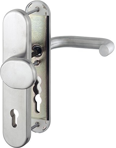 HOPPE 3898792 Sicherheits-Wechselgarnitur Paris-auf Langschild Profilzylinder Entfernung 92mm, für Türstärke 67-72mm, SST 8, ohne Kernziehschutz, Edelstahl matt
