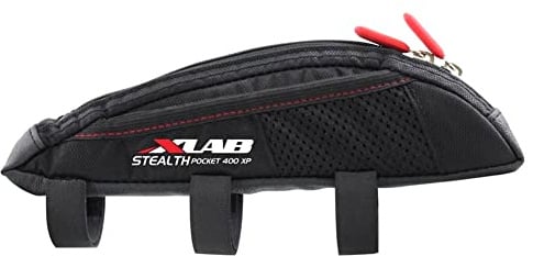 XLAB Stealth Pocket 400 XP – Strap Mounted Aerodynamic Top Tube Bag with Exterior Mesh Pockets for Triathlon and Gravel Bikes