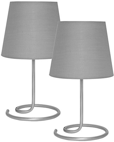 Nachttischlampe/Leselampe/Tischlampe 2er-Set, 1 x E14/40W A++ (Textilschirm grau)