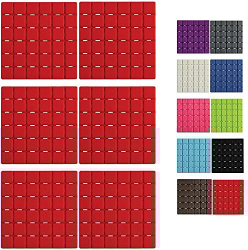 MSV Premium Duschmatte Badematte Badewanneneinlage Anti Rutsch Pads-6 Stück-antibakteriell rutschfest mit Saugnäpfen-Rot-ca. 13 x 13 cm-duftet nach Rosen-waschbar bei 60° Grad, Red, 13x13cm