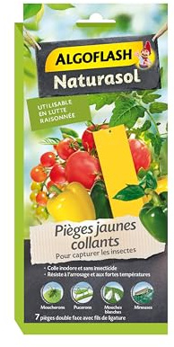 ALGOFLASH NATURASOL Pièges a insectes jaunes collants, 7 stickers | Utilisable en lutte raisonnée. Colle inodore & sans insecticide. Résiste à la chaleur et aux arrosages. Facile d’utilisation.