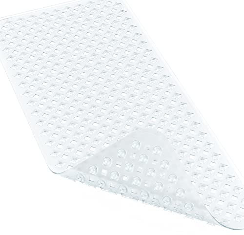 XIYUNTE Bath Mat Non Slip Anti Mould - 88 x 40cm Bathtub Mat Non Slip Bath Mats for Inside Bath, Bath Tub Mat with Suction Cups, Machine Washable Shower Mat Non Slip Anti Mould for Elderly, Clear