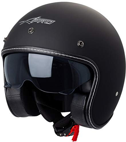 Motorrad Jet Helm Cafe Racer ECE 22-05 Sonnenblende Scooter Matt Schwarz XL