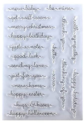 Kwan Crafts Transparente Stempel mit Aufschrift Happy Birthday, gute Besserung für Halloween, Dankeschön, Feiertag, für Kartengestaltung, Dekoration und Bastelarbeiten