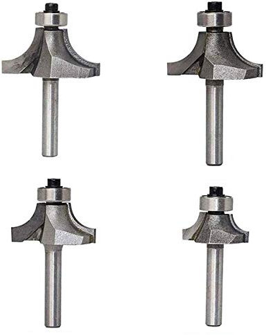 Lesai Router-Bit abrundfräser 6.35mm schaft, 4 Stück fräser oberfräse Rund-Fräser-Spitzen Roundover Router Holzbearbeitung-Fräser- 1/2 7/16 3/8 1/4 Radius